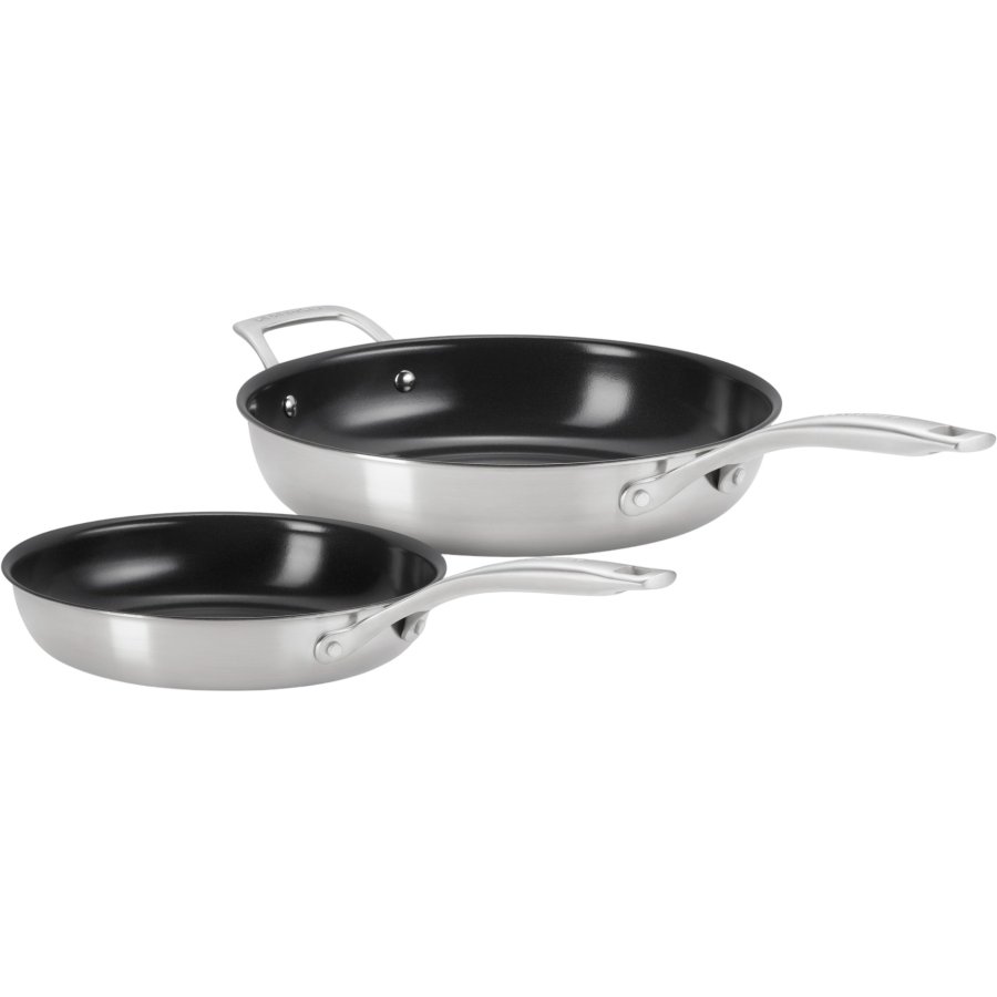 Le Creuset Essentials 3-Ply Pandest m. Belgning 2 stk. 24/28 cm, Rustfrit Stl