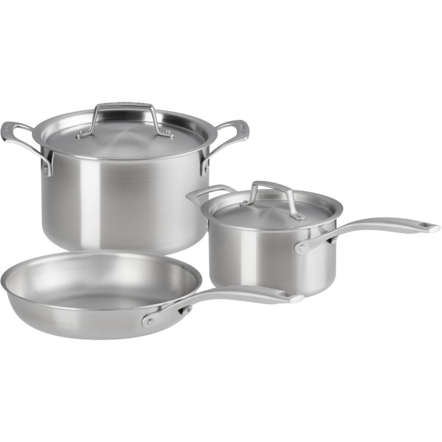 Le Creuset Essentials 3-Ply Gryde- og Pandest 3 Dele, Rustfrit Stl