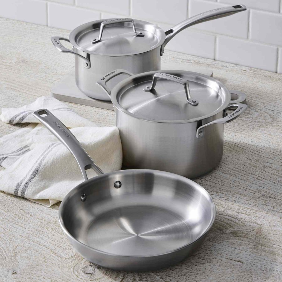 Le Creuset Essentials 3-Ply Gryde- og Pandest 3 Dele, Rustfrit Stl