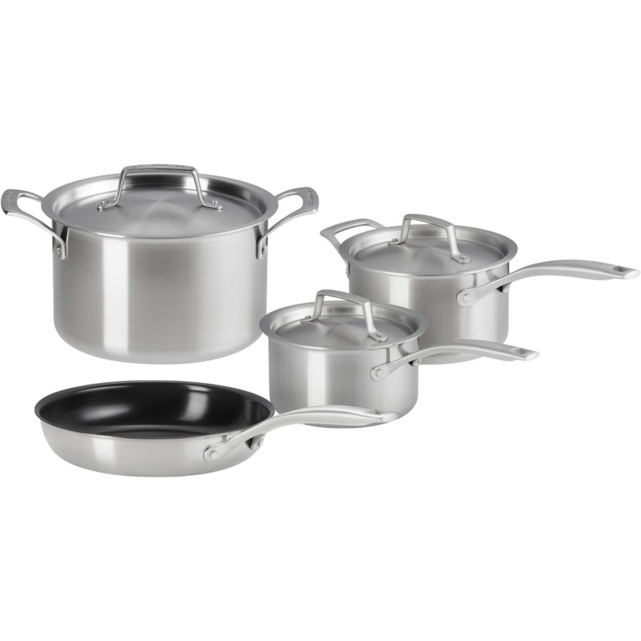 Le Creuset Essentials 3-Ply Gryde- og Pandest 4 Dele, Rustfrit Stl