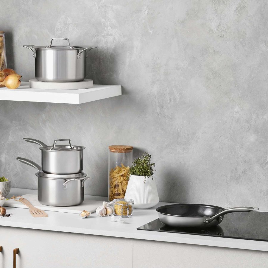 Le Creuset Essentials 3-Ply Gryde- og Pandest 4 Dele, Rustfrit Stl