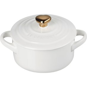 Le Creuset Heart Signature Minigryde m. Hjerteformet Knop 10 cm/0,25 L, White