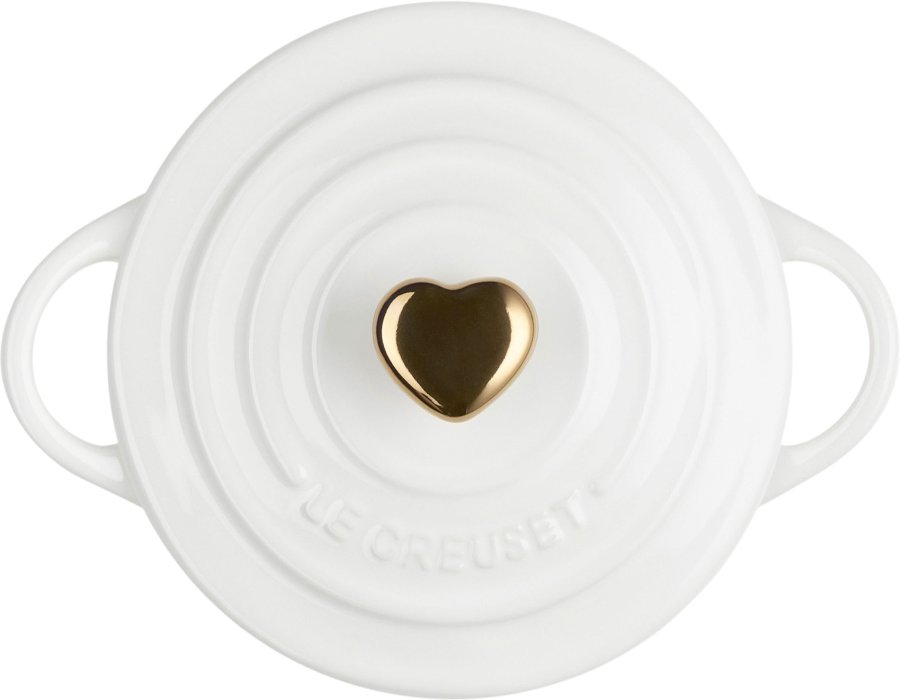 Le Creuset Heart Signature Minigryde m. Hjerteformet Knop 10 cm/0,25 L, White