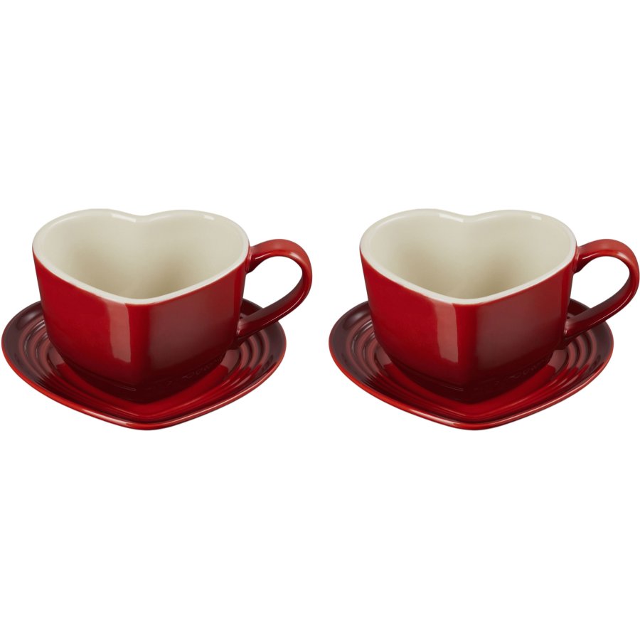 Le Creuset Heart Signature Kop m. Underkop 2 stk, Cerise