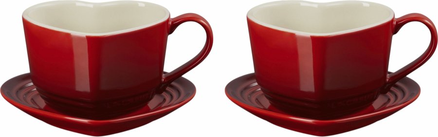 Le Creuset Heart Signature Kop m. Underkop 2 stk, Cerise