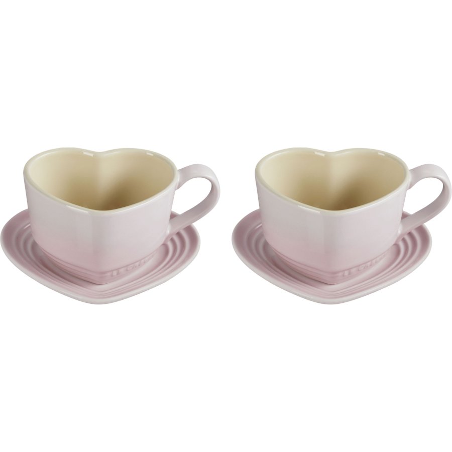 Le Creuset Heart Signature Kop m. Underkop 2 stk., Shell Pink