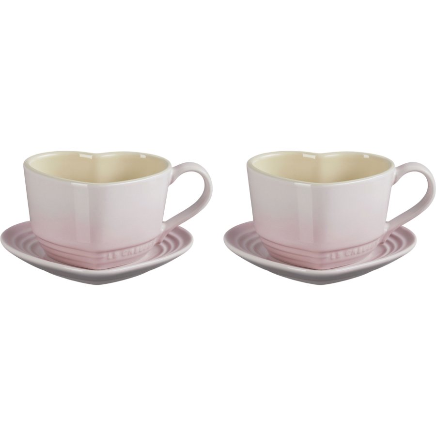Le Creuset Heart Signature Kop m. Underkop 2 stk., Shell Pink