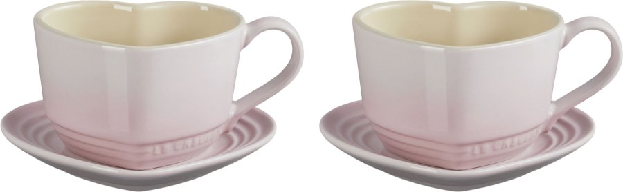 Le Creuset Heart Signature Kop m. Underkop 2 stk., Shell Pink