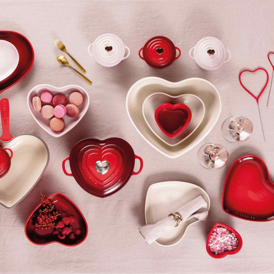 Le Creuset Heart Signature Sk�l 4 stk, Cerise