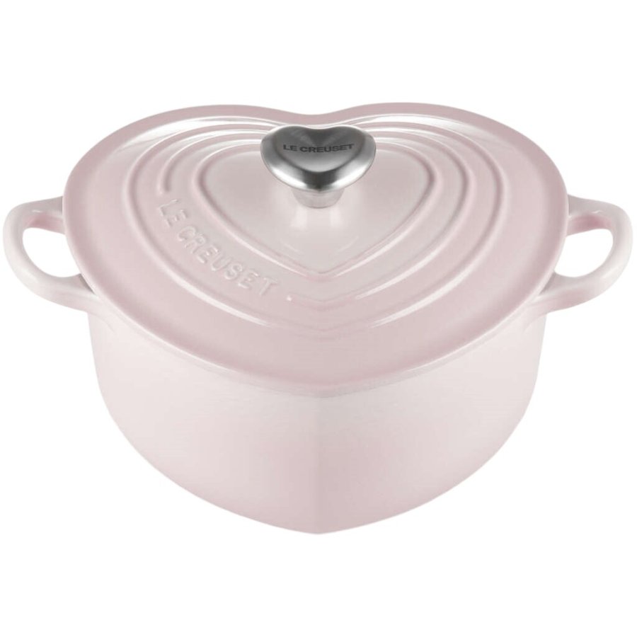 Le Creuset Heart Gryde m. Hjerteformet Knop 20 cm/1,9 L, Shell Pink