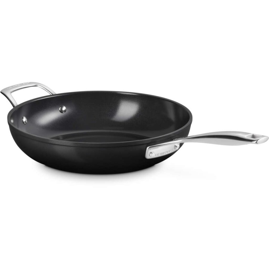 Le Creuset Essential Dyb Stegepande m. Keramisk Belgning 28 cm, Sort