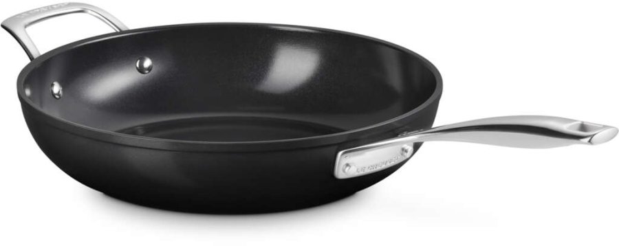 Le Creuset Essential Dyb Stegepande m. Keramisk Belgning 28 cm, Sort