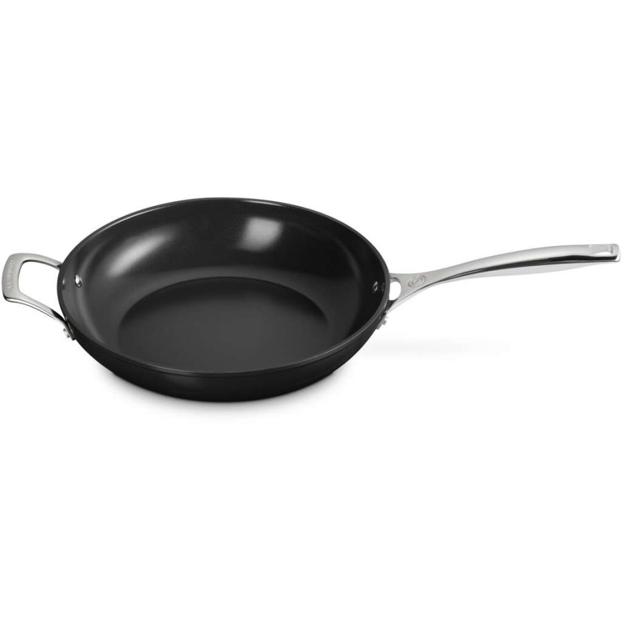 Le Creuset Essential Dyb Stegepande m. Keramisk Belgning 30 cm, Sort