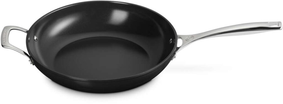 Le Creuset Essential Dyb Stegepande m. Keramisk Belgning 30 cm, Sort