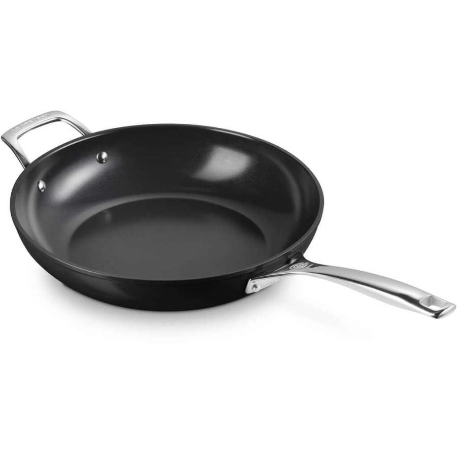 Le Creuset Essential Dyb Stegepande m. Keramisk Belgning 30 cm, Sort