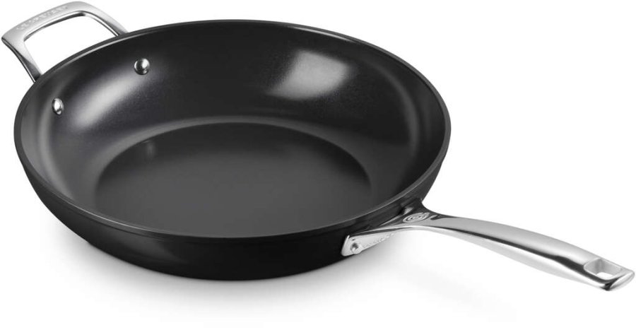 Le Creuset Essential Dyb Stegepande m. Keramisk Belgning 30 cm, Sort