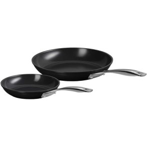Le Creuset Essential Stegepande m. Keramisk Non-stick Belgning 2 stk. 20/26 cm, Sort
