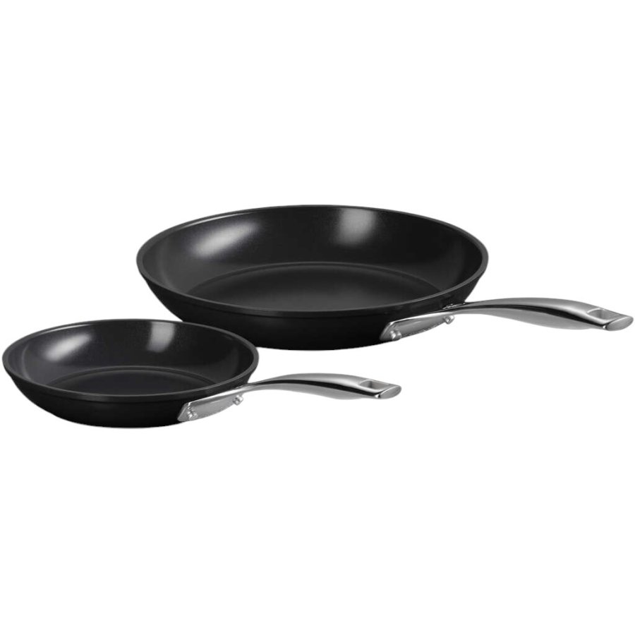 Le Creuset Essential Stegepande m. Keramisk Belgning 2 stk. 20/26 cm, Sort