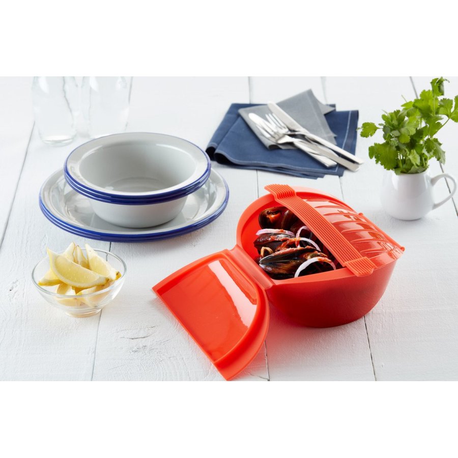 Lékué Dampenhed m. Bakke t. Mikroovn Dyb 26 cm, Rød