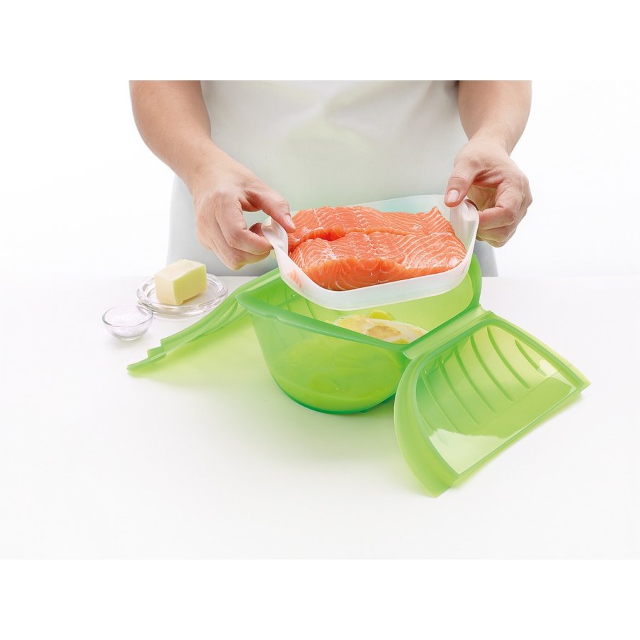Lékué Dampenhed m. Bakke t. Mikroovn 26 cm, Grn