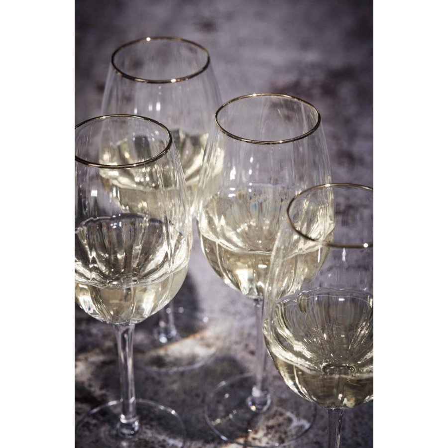 Lene Bjerre Claudine Hvidvinsglas 45,5 cl, Klar/Guld