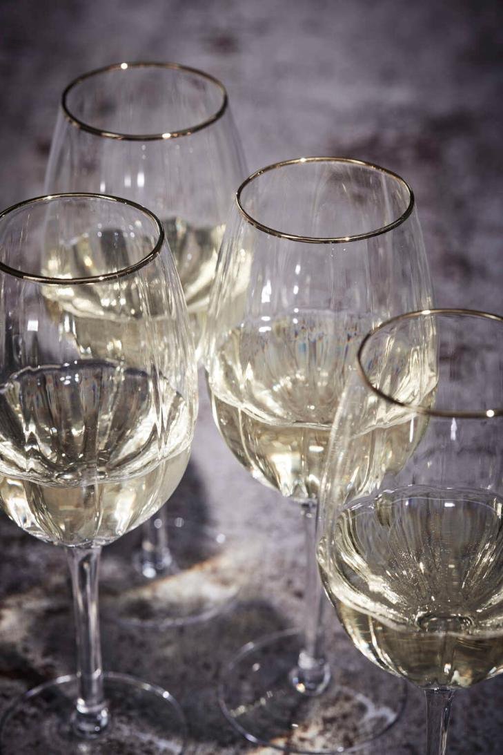 Lene Bjerre Claudine Hvidvinsglas 45,5 cl, Klar/Guld