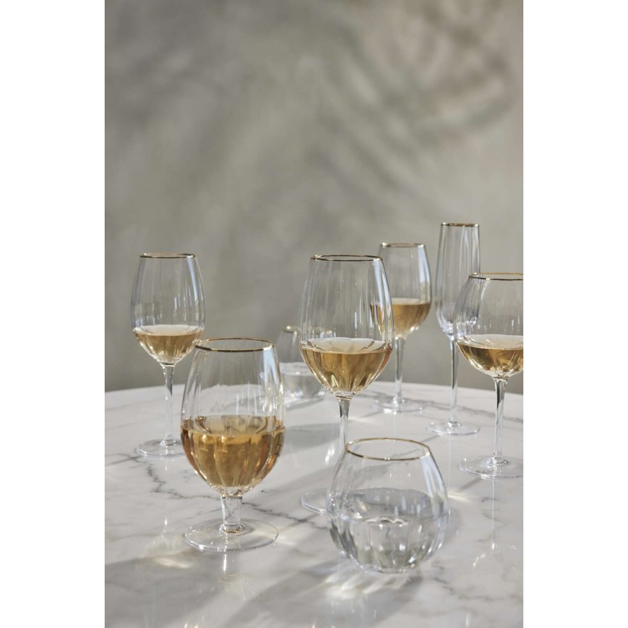 Lene Bjerre Claudine Hvidvinsglas 45,5 cl, Klar/Guld