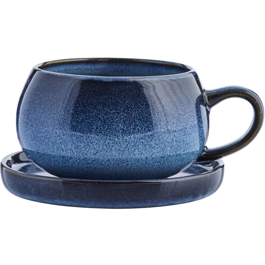 Lene Bjerre Amera Tasse mit Untertasse 40 cl, Blau