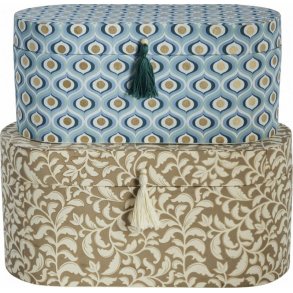 Lene Bjerre Ellen Aufbewahrungsbox 2er Set 38 cm, Blau/Beige