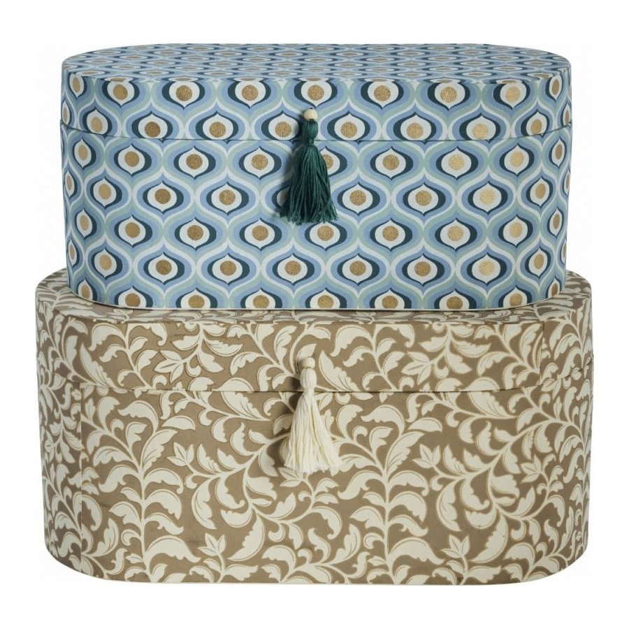Lene Bjerre Ellen Aufbewahrungsbox 2er Set 38 cm, Blau/Beige