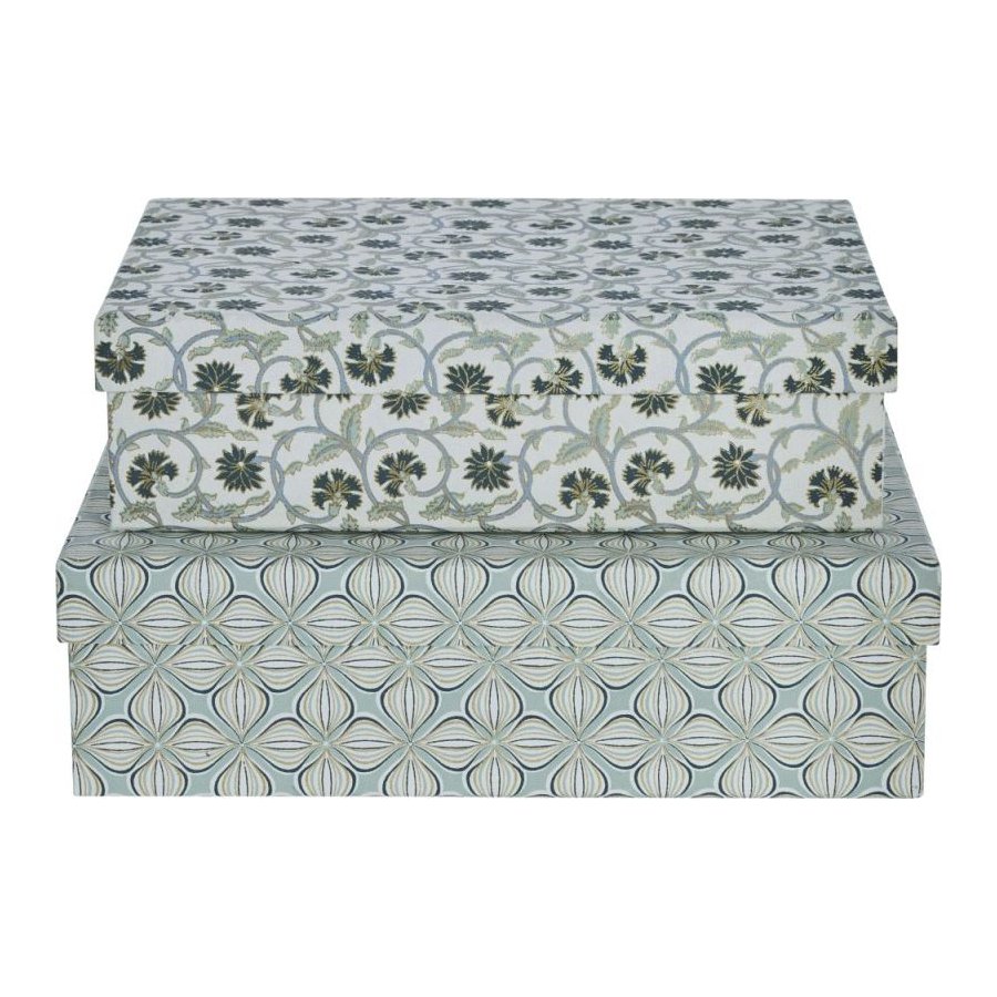 Lene Bjerre Ellen Aufbewahrungsbox 2er Set groß, Weiß/Blau