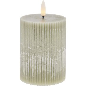 Lene Bjerre Lillia Stumpenkerze LED 7,5xH10 cm, Staubiges Grün