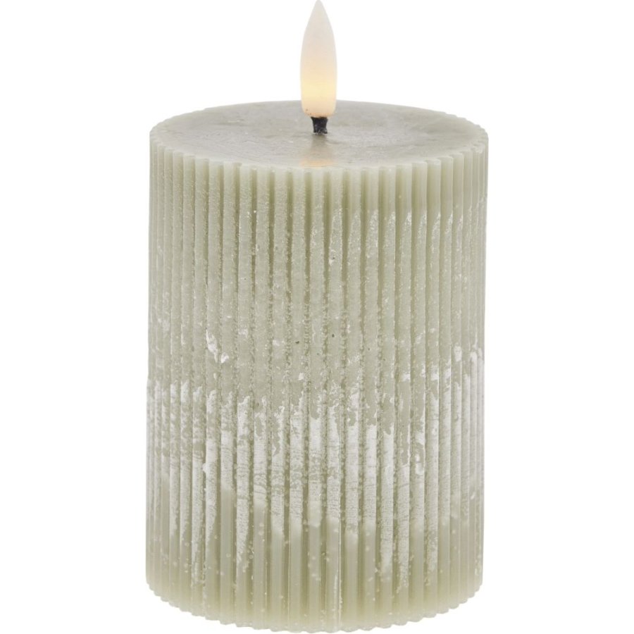 Lene Bjerre Lillia Stumpenkerze LED 7,5xH10 cm, Staubiges Grün