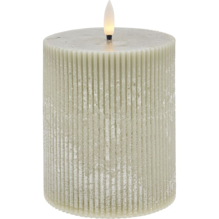 Lene Bjerre Lillia Stumpenkerze LED 10xH12 cm, Staubiges Grün