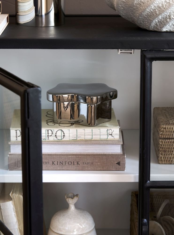 Lene Bjerre Brime Topf mit Deckel H8 cm, Silberfarbenes Finish