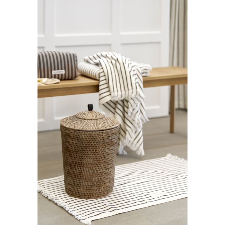 Lene Bjerre Ayane Stripe H�ndkl�de 50x100 cm, Linen/Brun