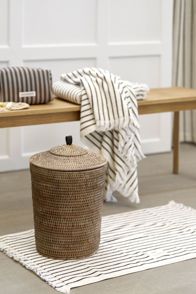 Lene Bjerre Ayane Stripe H�ndkl�de 50x100 cm, Linen/Brun