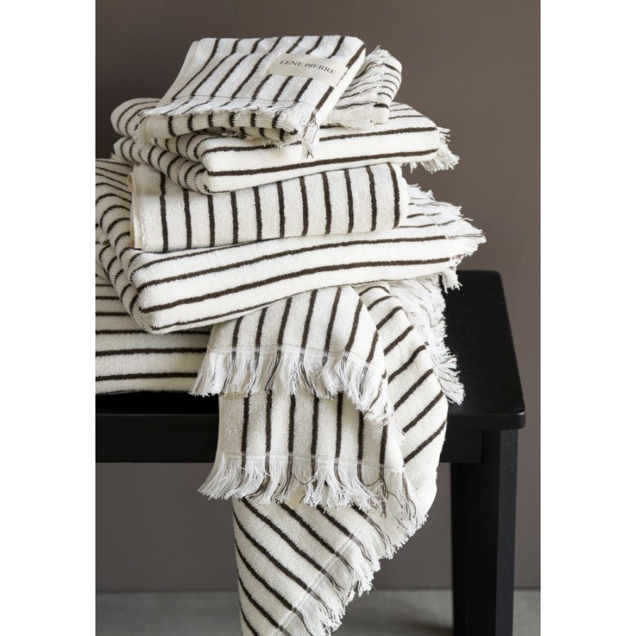 Lene Bjerre Ayane Stripe H�ndkl�de 50x100 cm, Linen/Brun