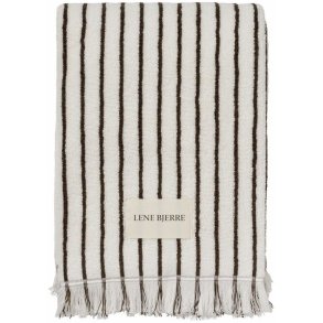 Lene Bjerre Ayane Stripe Badehandtuch 70x140 cm, Leinen/Braun