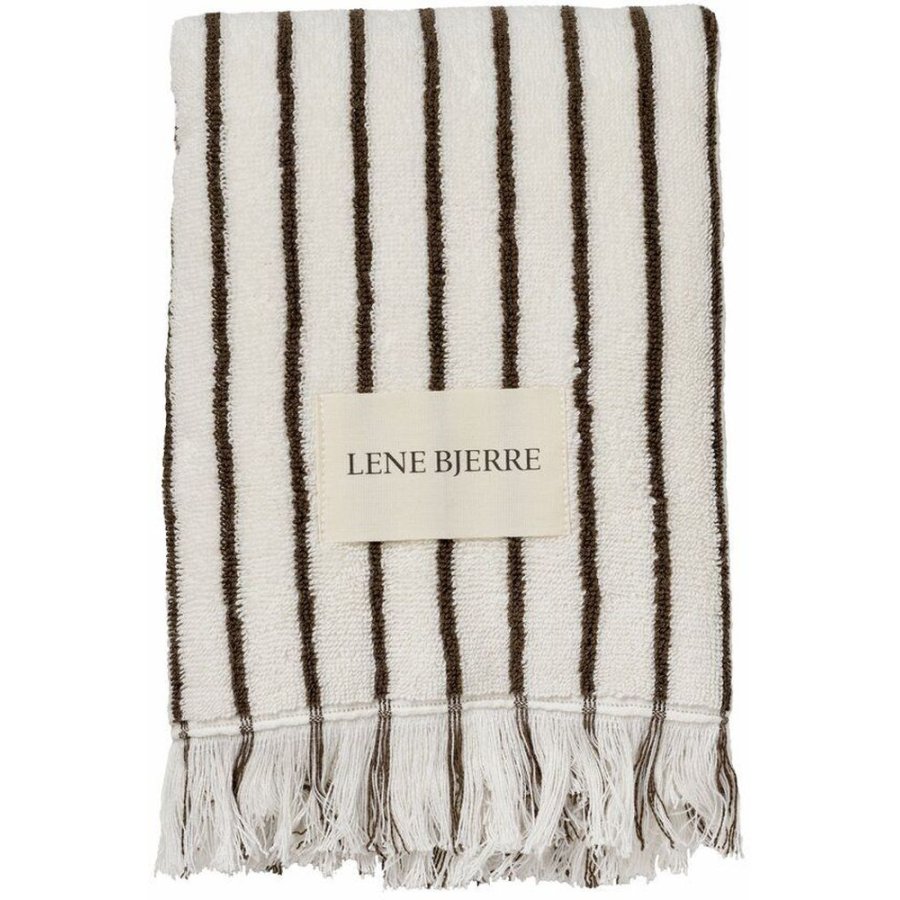 Lene Bjerre Ayane Stripe H�ndkl�de 50x100 cm, Linen/Brun