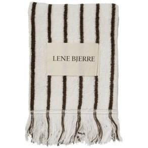 Lene Bjerre Ayane Stripe Handtuch 30x50 cm, Leinen/Braun