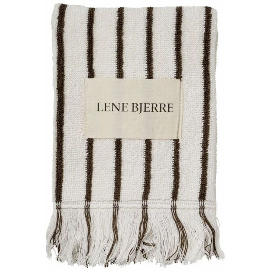 Lene Bjerre Ayane Stripe H�ndkl�de 30x50 cm, Linen/Brun