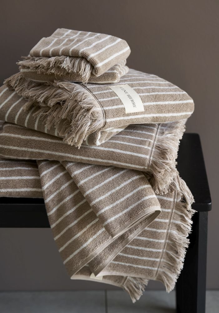 Lene Bjerre Ayane Stripe Badmat 50x80 cm, Beige