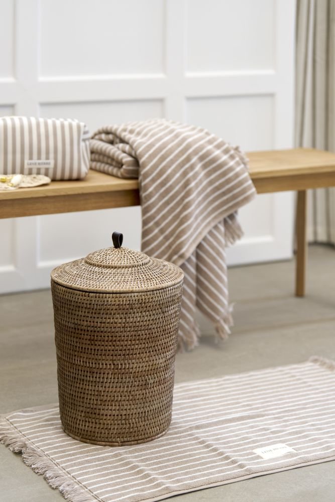 Lene Bjerre Ayane Stripe Badmat 50x80 cm, Beige