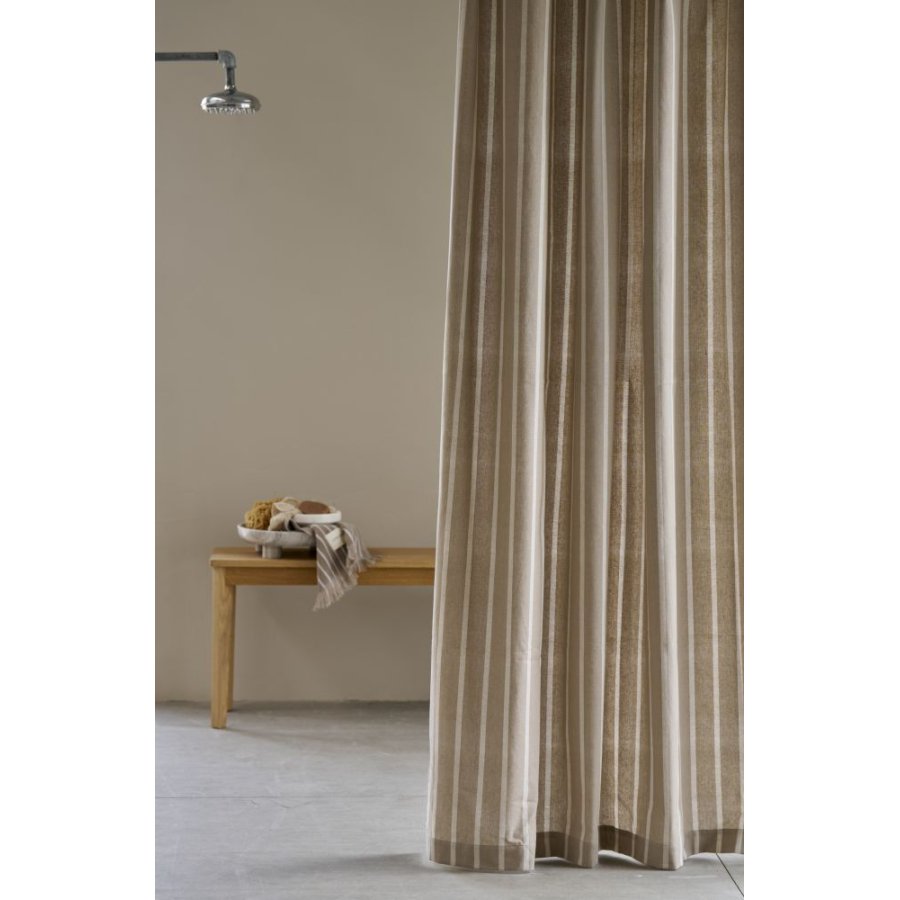 Lene Bjerre Ayane Stripe Duschvorhang 160x200 cm, Beige