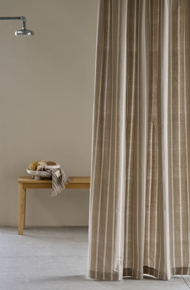 Lene Bjerre Ayane Stripe Duschvorhang 160x200 cm, Beige