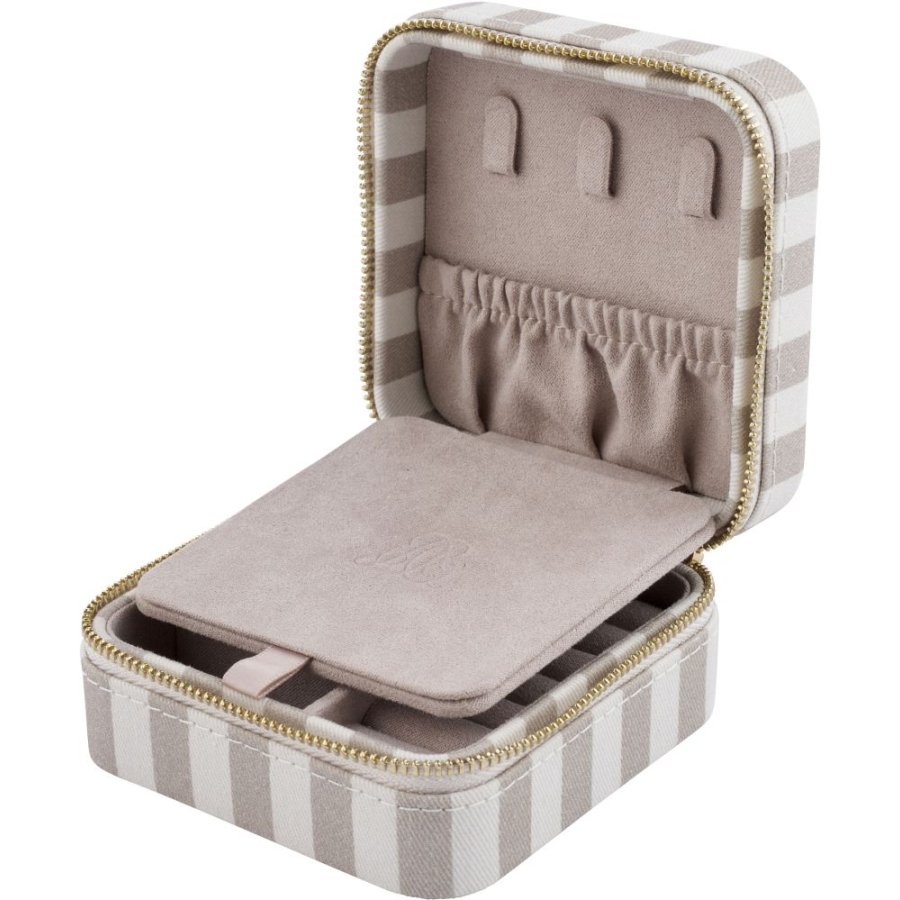 Lene Bjerre Ayille Stripe Smykkeskrin 10x10 cm, Hvid/Linen