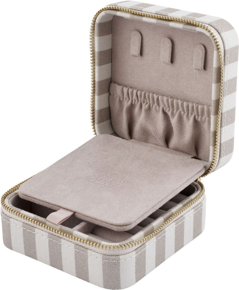 Lene Bjerre Ayille Stripe Smykkeskrin 10x10 cm, Hvid/Linen