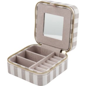 Lene Bjerre Ayille Stripe Smykkeskrin 10x10 cm, Hvid/Linen
