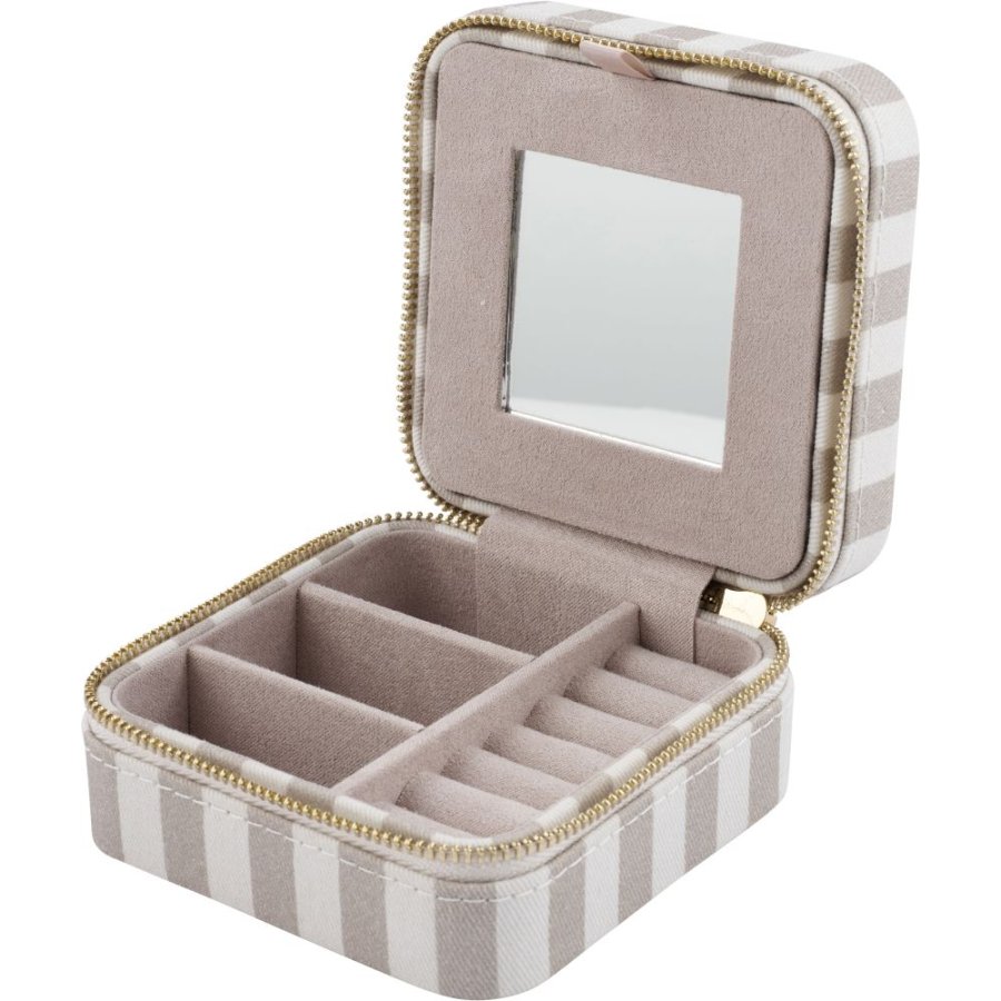 Lene Bjerre Ayille Stripe Smykkeskrin 10x10 cm, Hvid/Linen